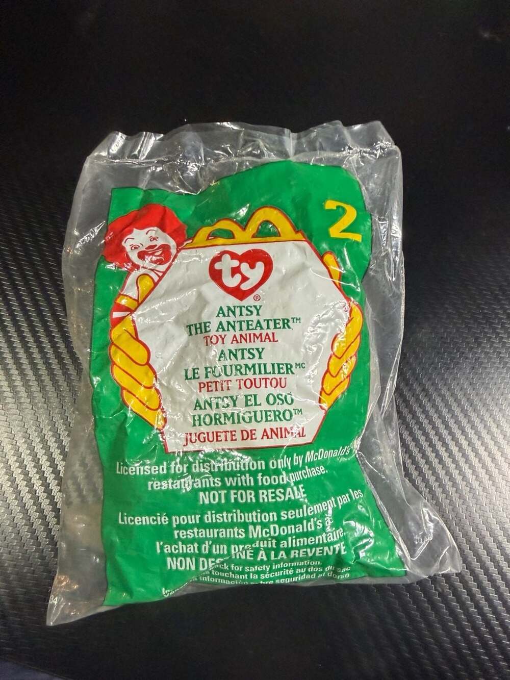 1999 Ty McDonald's Teenie Beanie Baby Antsy the Anteater #2 Sealed